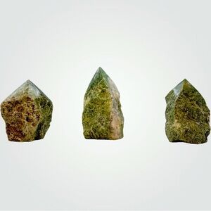 Light Jade Gemstone w/ Markings of Brown Iron, or White Quartz (Medium - 300g)